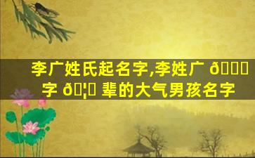 李广姓氏起名字,李姓广 🐅 字 🦈 辈的大气男孩名字